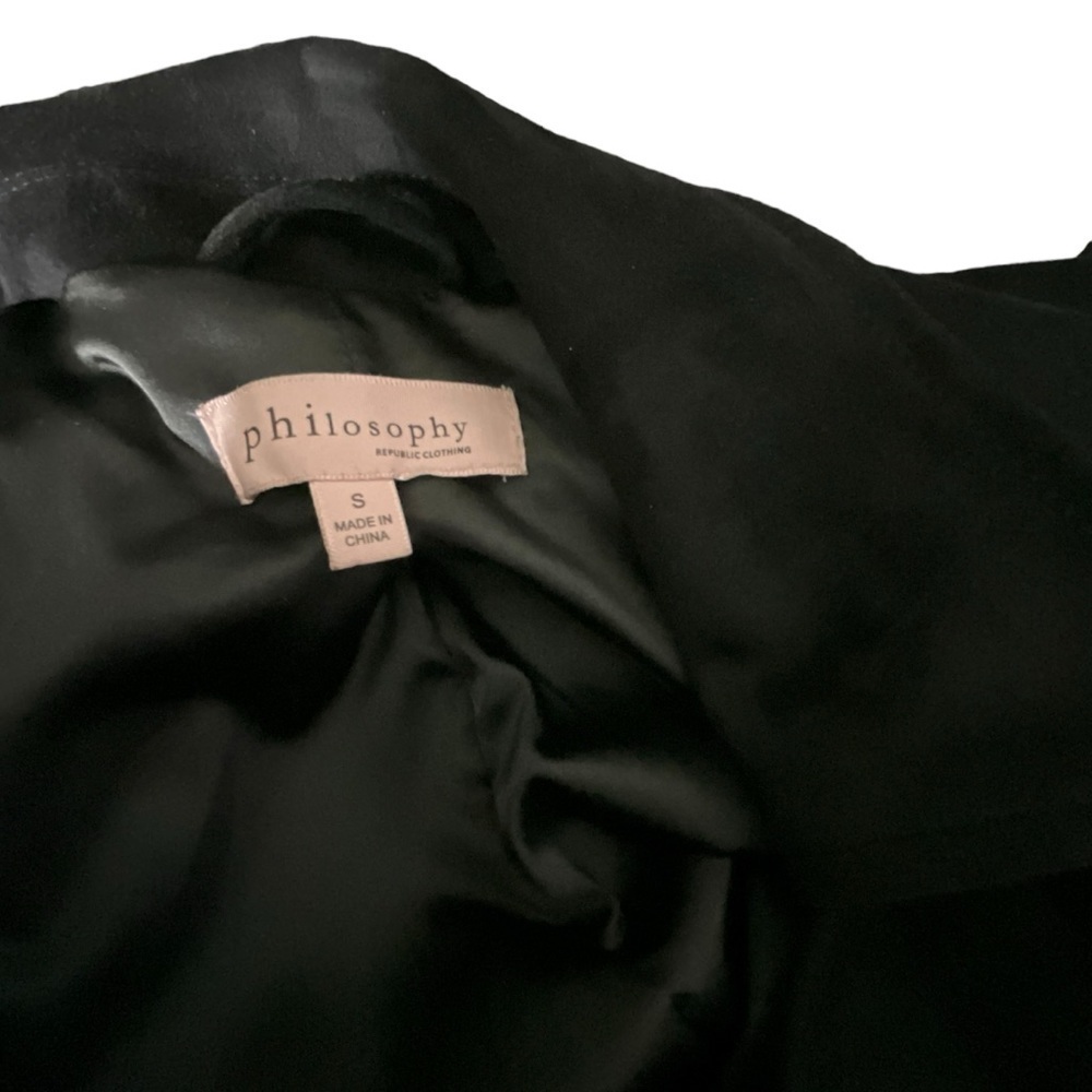 Philosophy Women Drape Front Moto Vegan Suede Jacket - Picture 10 of 13